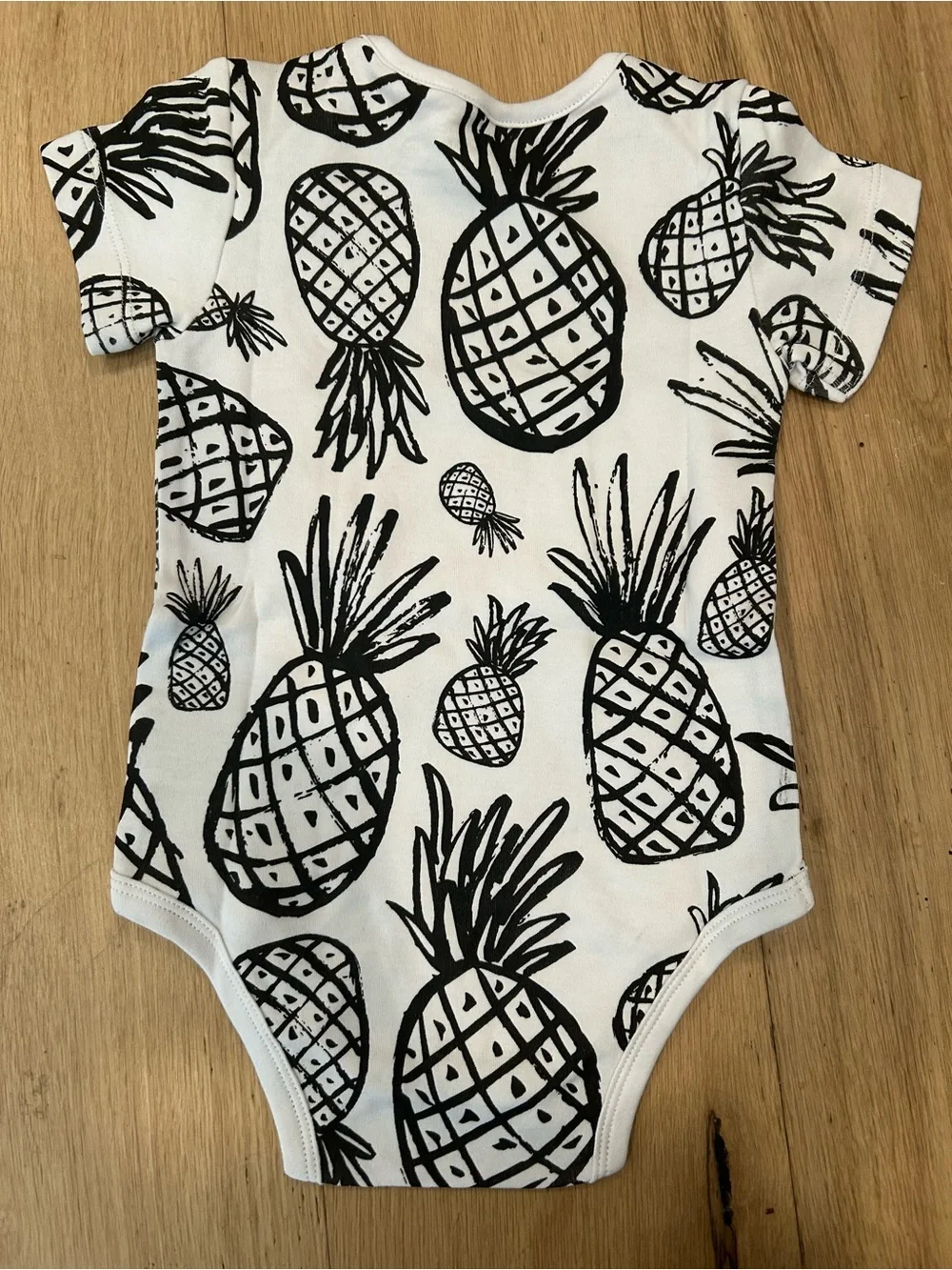 Black & White Pineapple Print Organic Baby One-Piece Bodysuit
